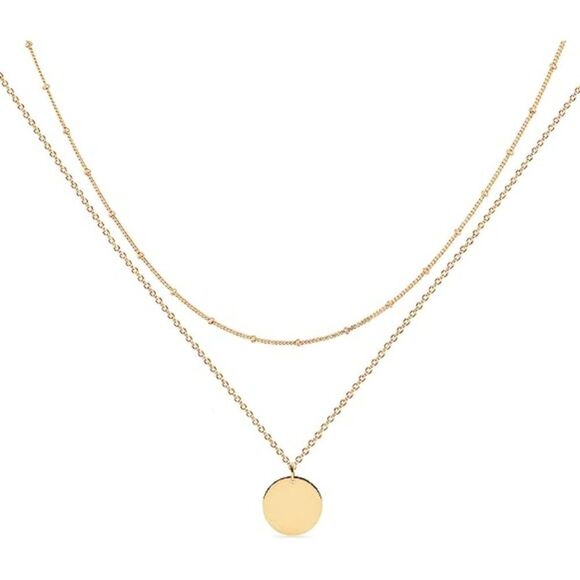 Gold Layered Necklaces Set of two chains, Dainty Everyday Minimalist Necklace - Picture 2 of 7